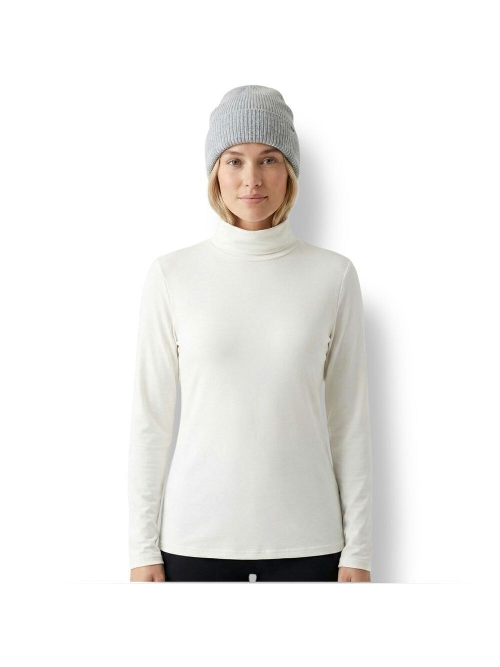 THERMO LAYER Winter White Stretch Long Sleeve Turtleneck Tee Easy Care US Sz XL